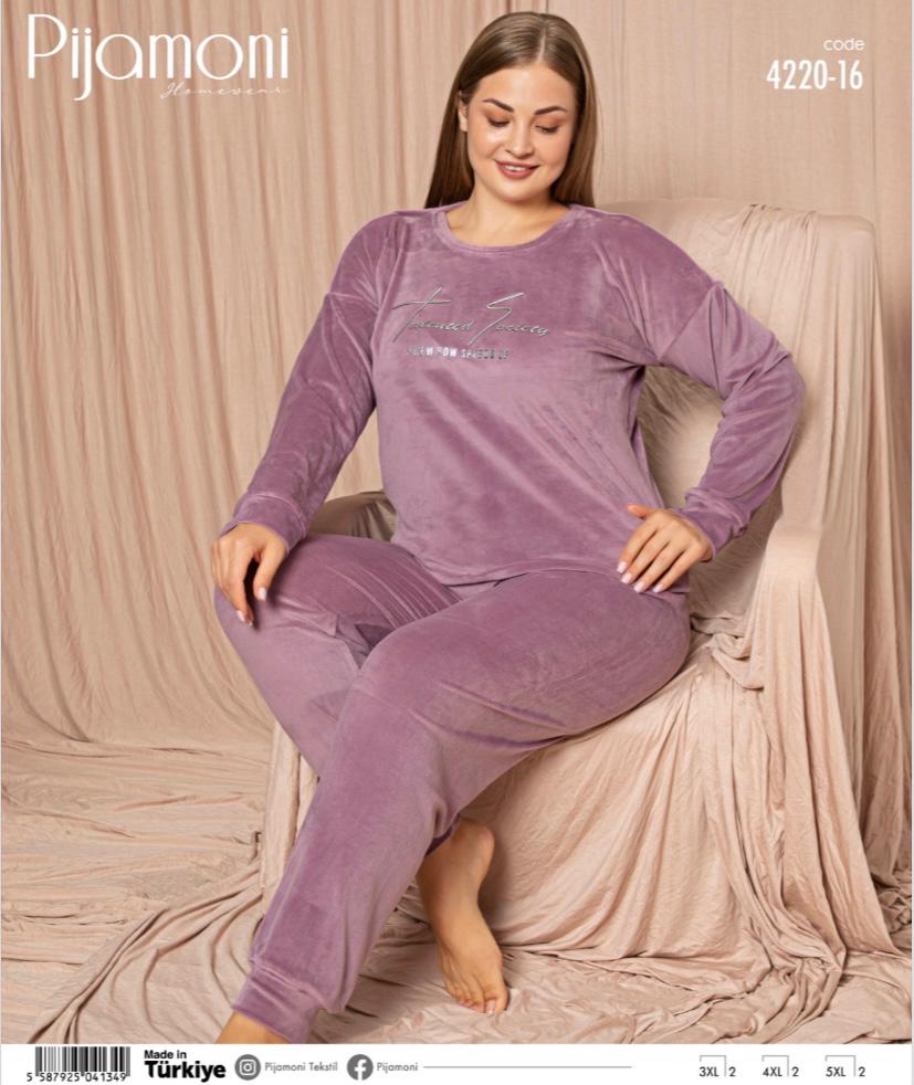 بجامة مخملbig size 4220-16